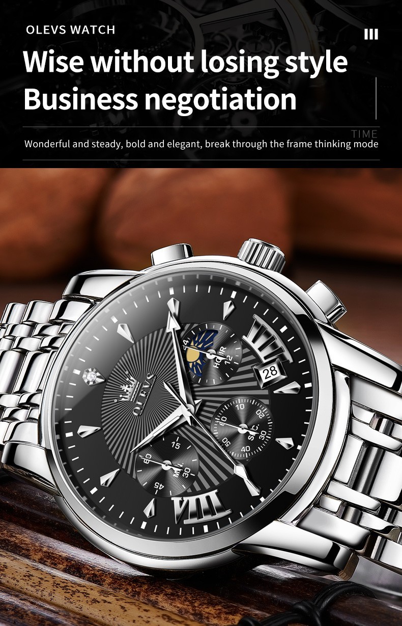 OLEVS 2892 Luminous Multifunctional Male Gift Top Quality Casual Quartz Watch