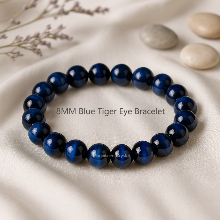 BESTSELLER 8MM Blue Tiger Eye Bracelet Energy Crystal Stone Healing Reiki Gifts