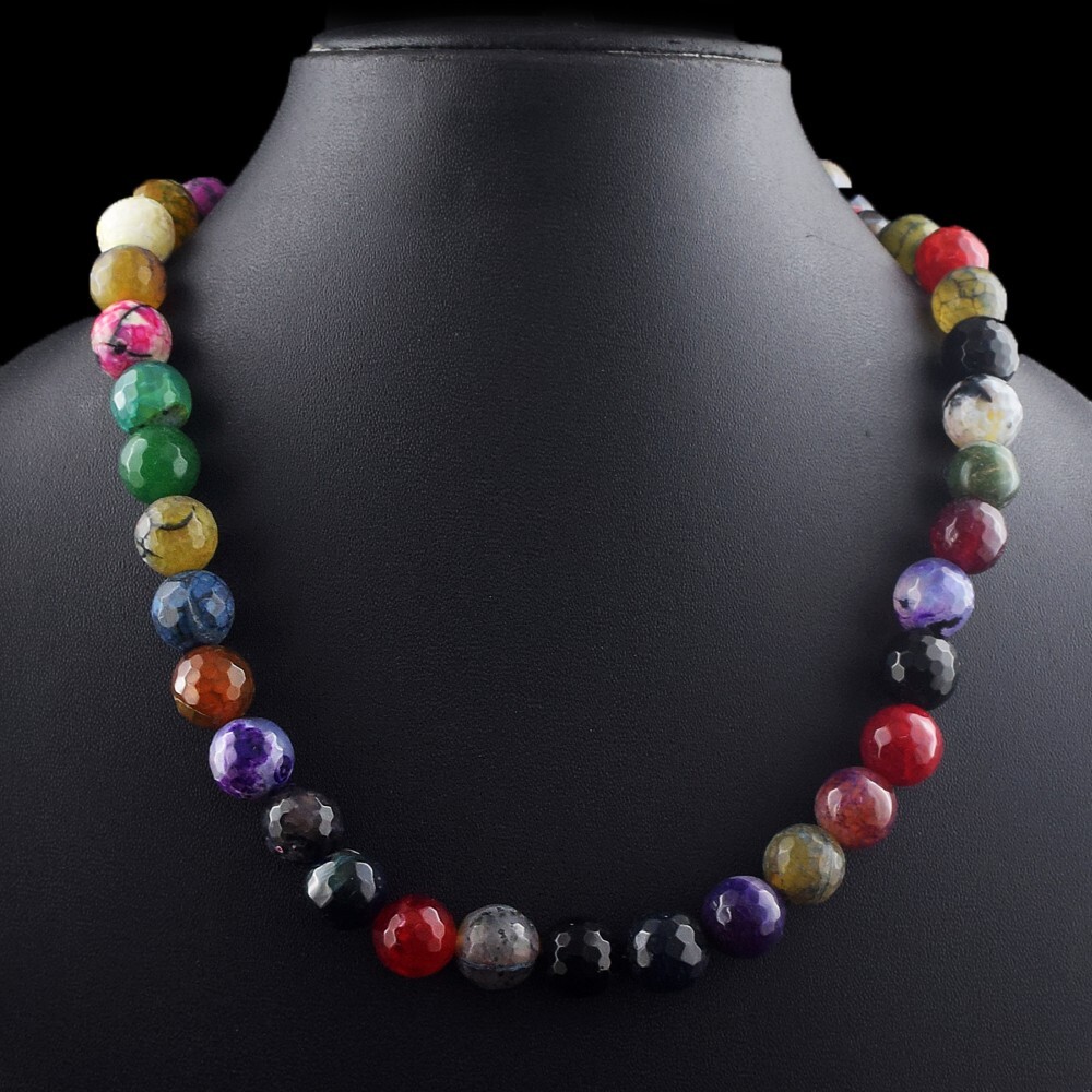 Dragon Vain Agate Amazing Cut Round Shape 503.00 Cts Beaded Necklace VK 49 E607