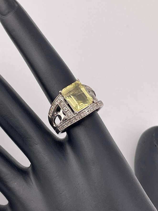 BBJ BANGKOK 925 STERLING SILVER 10.3X8.1MM CITRINE TOPAZ ACCENT RING SIZE 8 1135
