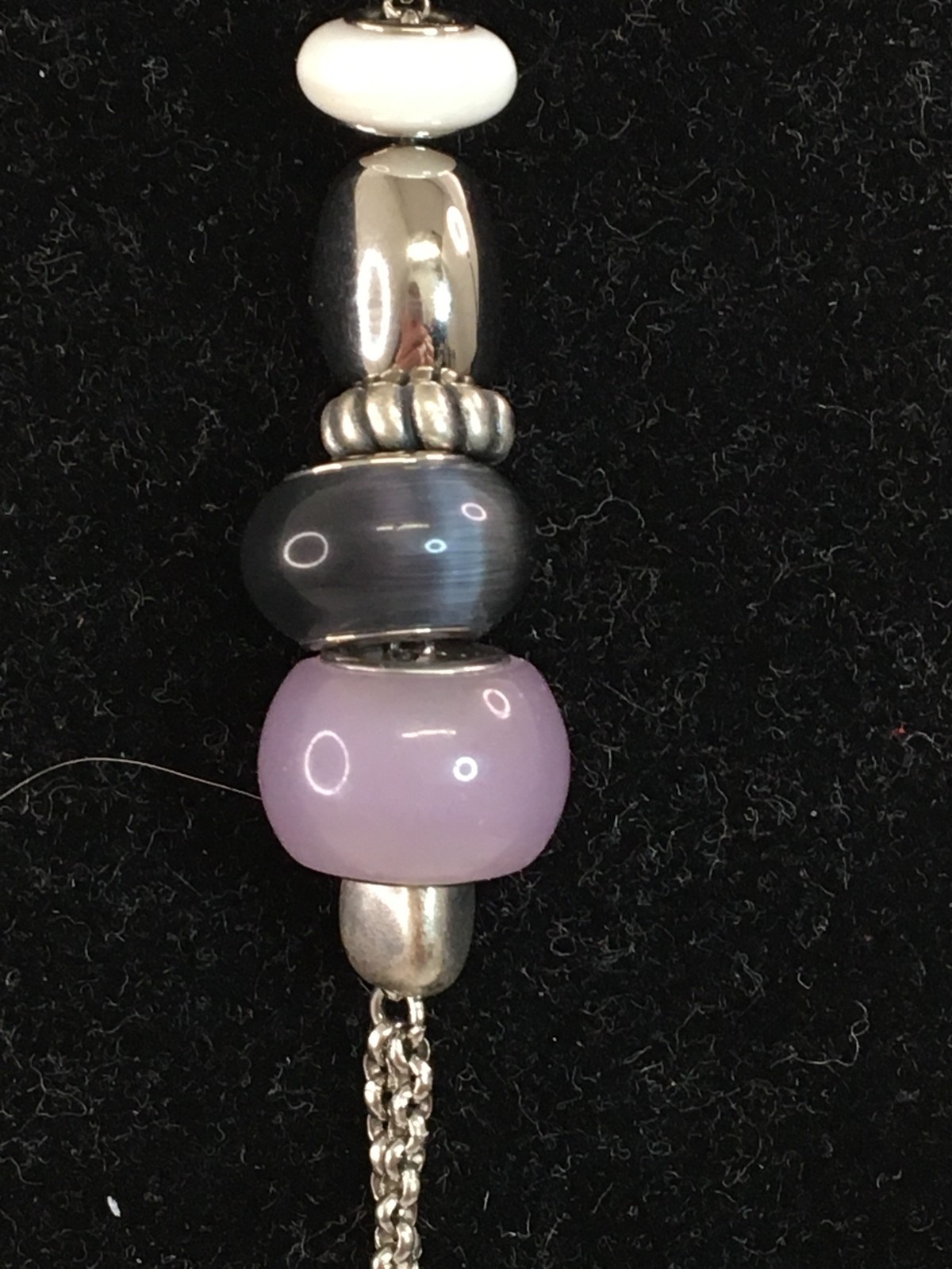 Fossil Necklace Women’s Stainless Steel Assorted Beads Dangle Necklace (H12)