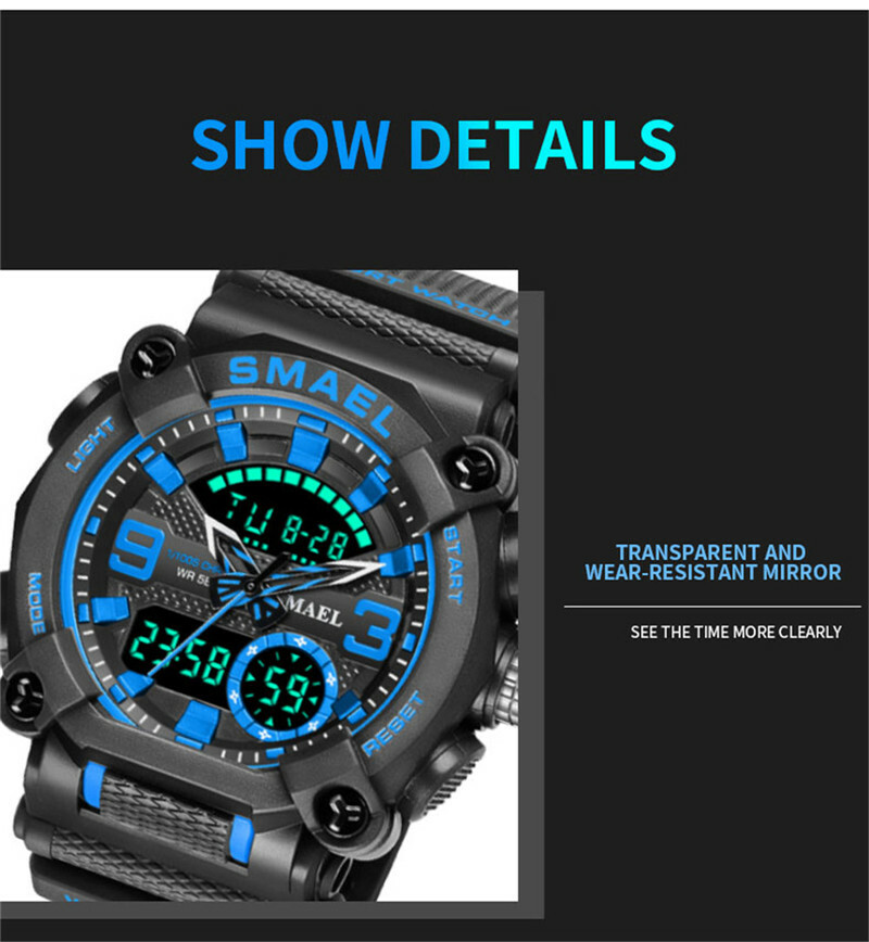 SMAEL Men’s Outdoor Sport Watch -LED Digital Quartz Fashion Stopwatch Wristwatch