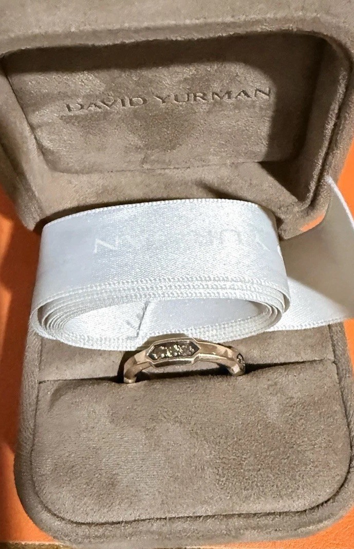 David Yurman DY – Hex Station Band 18k Rose Gold Cognac Diamond Ring Size 9.5