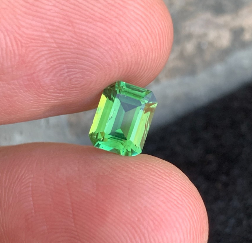 1.91 Carats Chrome Tourmaline Gemstone with Emerald Shape from Afghanistan
