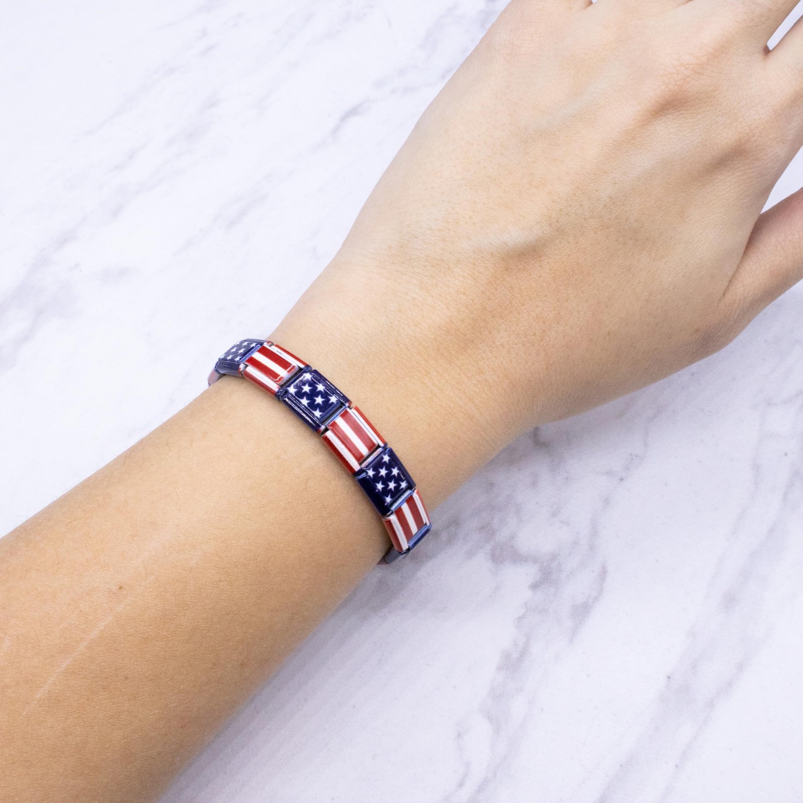 Italian Charm Bracelet, 9Mm Stainless Steel Flag Charms Link Bracelets for Women