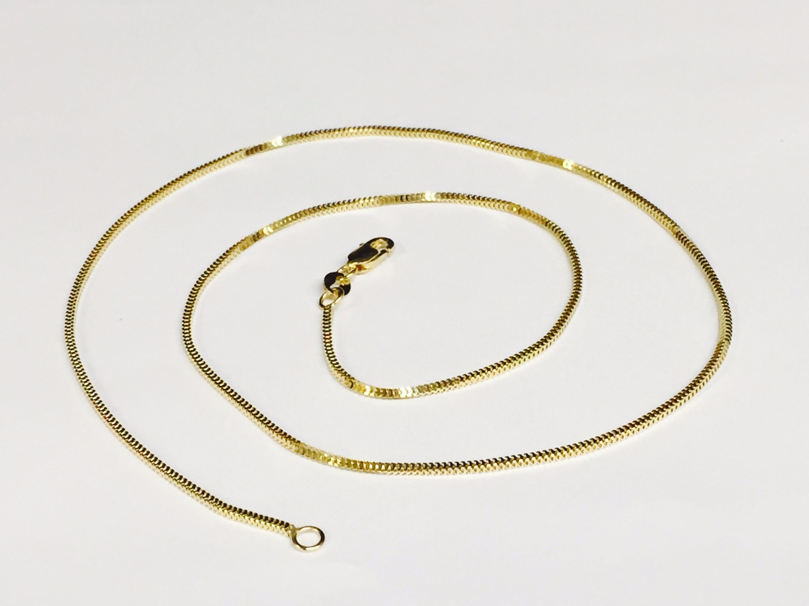14k Yellow Gold 16″ MILANO Snake Pendant Chain Necklace 2 gram 1.3 MM ICE