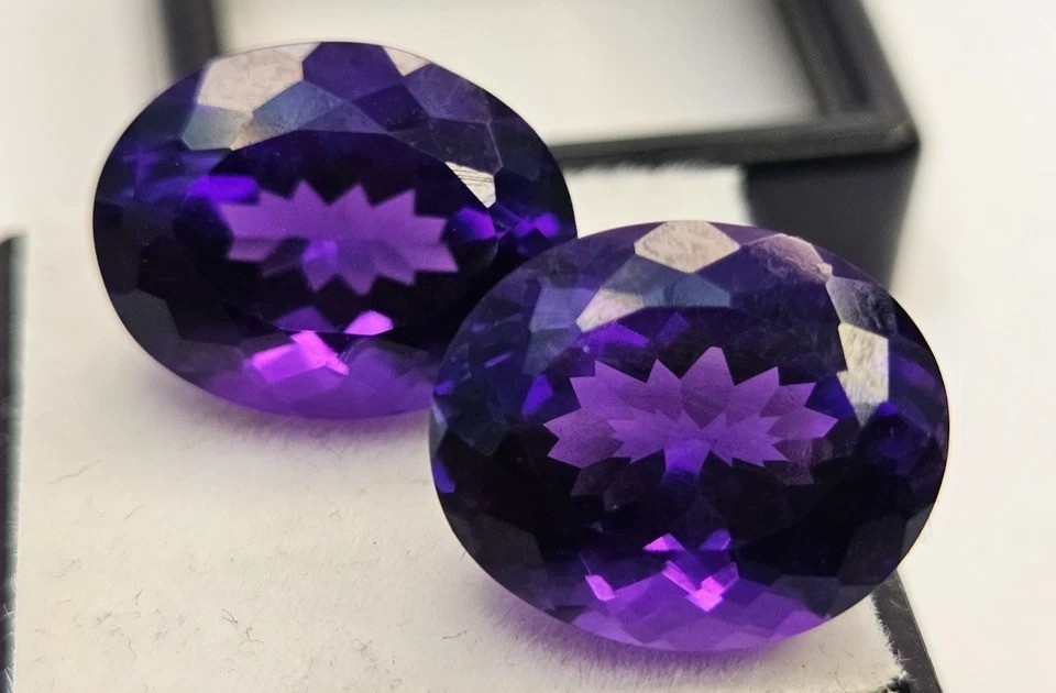 Purple Amethyst Oval Cut 22.80 Ct Natural Pair Loose Gemstone For Earring