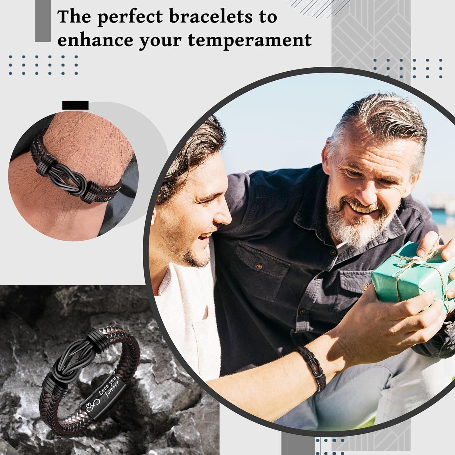 Inspirational Leather Bracelet – Size 9 – Perfect Gift for Him on Any Occasion