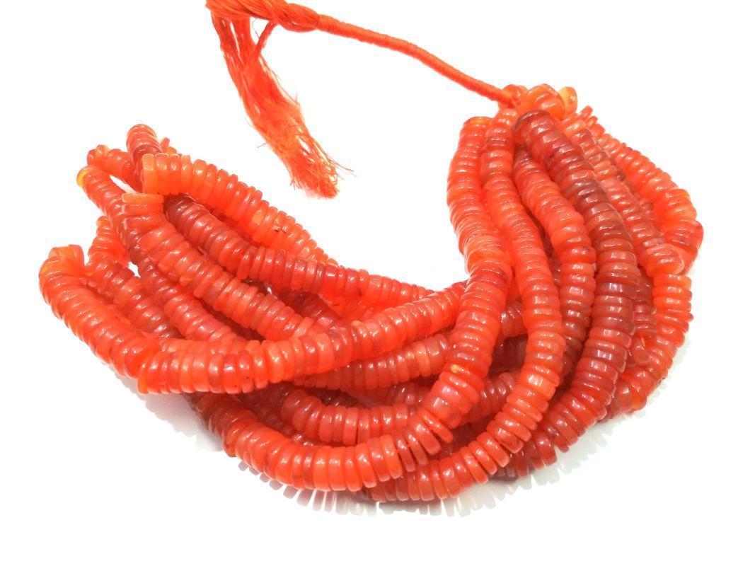 Carnelian Tyre Heishi Wheel Smooth 6-7mm Gemstone Beads 12″Inch 1 Strand