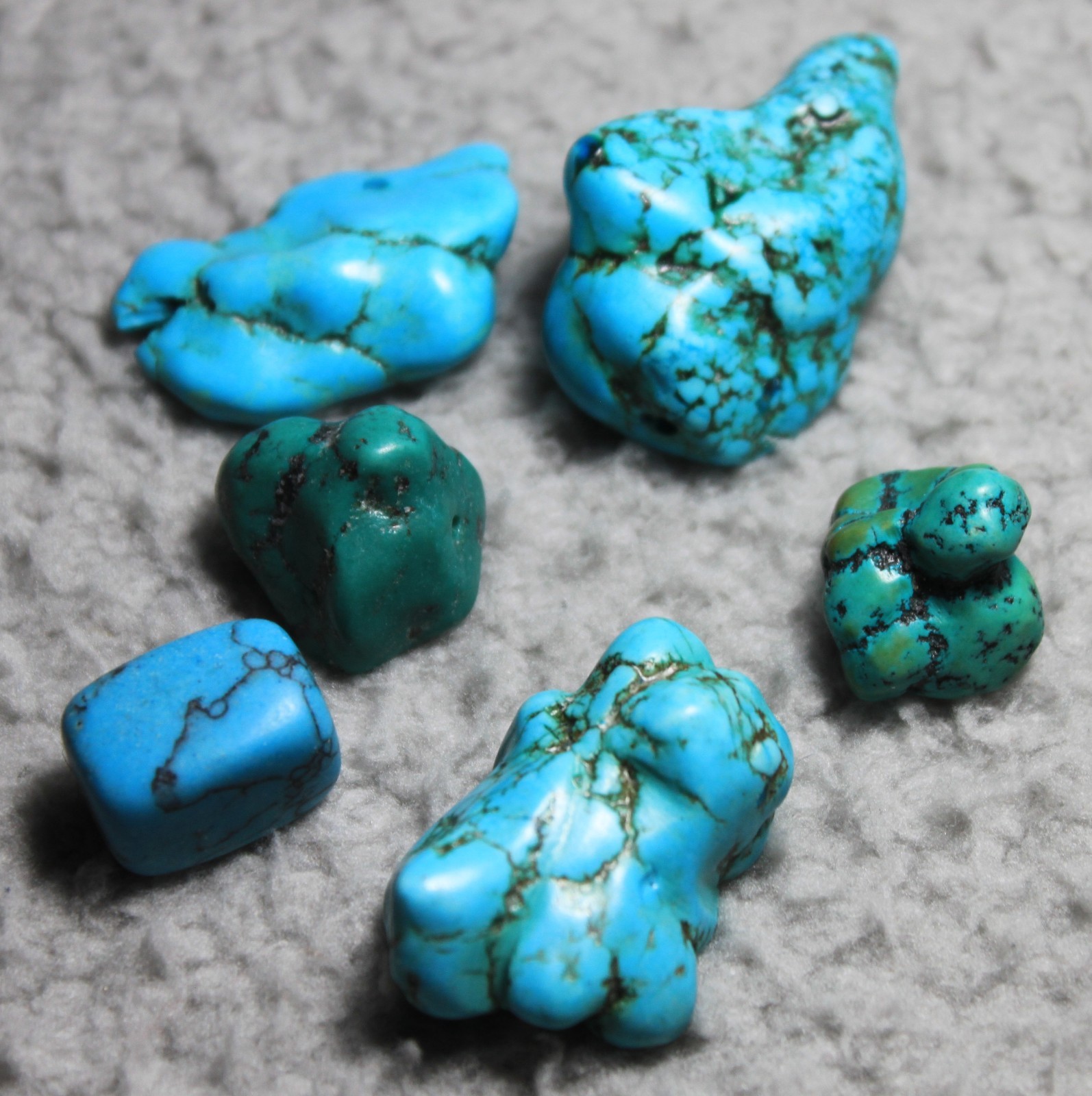 Natural Turquoise Nugget Bead Lot of 6 Chunky Stone Focal Jewelry Approx 20-40mm