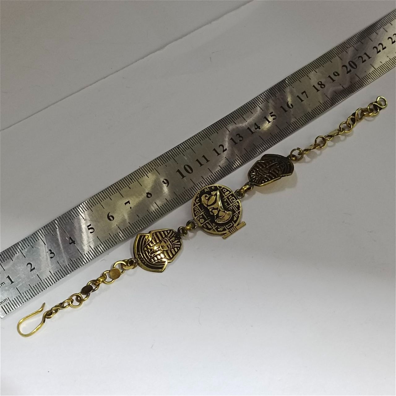 Ancient Egypt Brass Bracelet Pharaoh Hieroglyphic Handmade Vintage Jewelry Gift