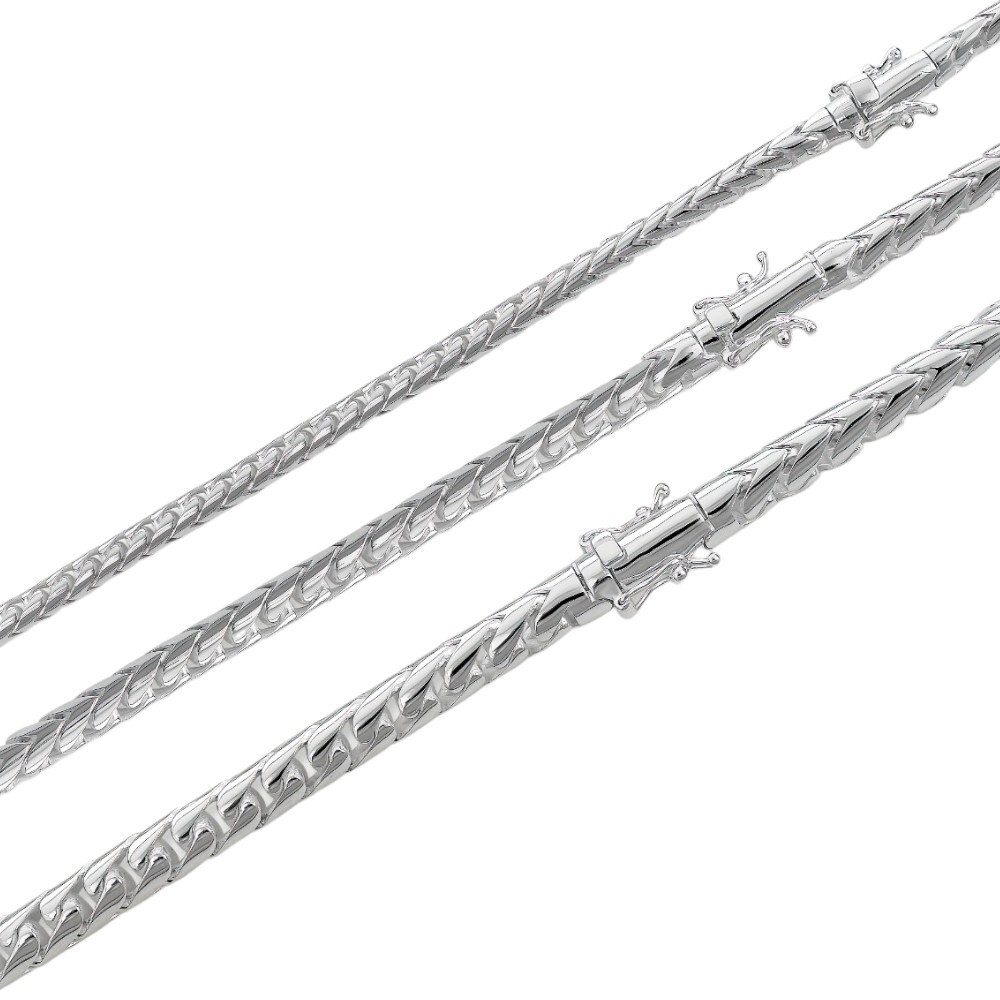 Real 925 Silver Round Franco Chain Or Bracelet 5-7mm Handmade W. Box Clasp