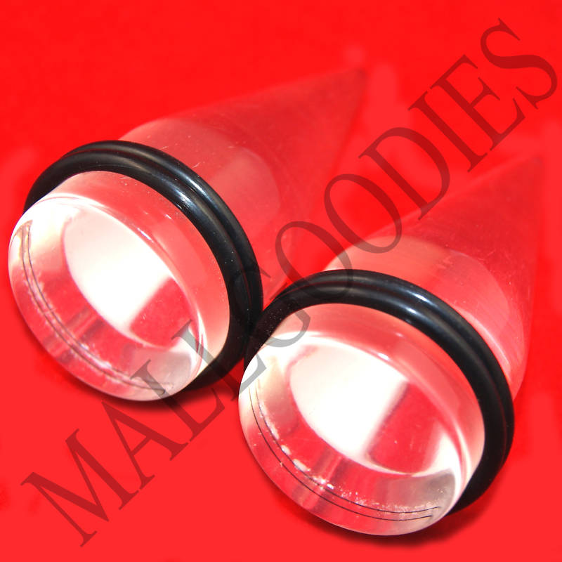 0635 Acrylic Plain Clear See Through Stretchers Tapers Expanders 1″ Inch 25mm
