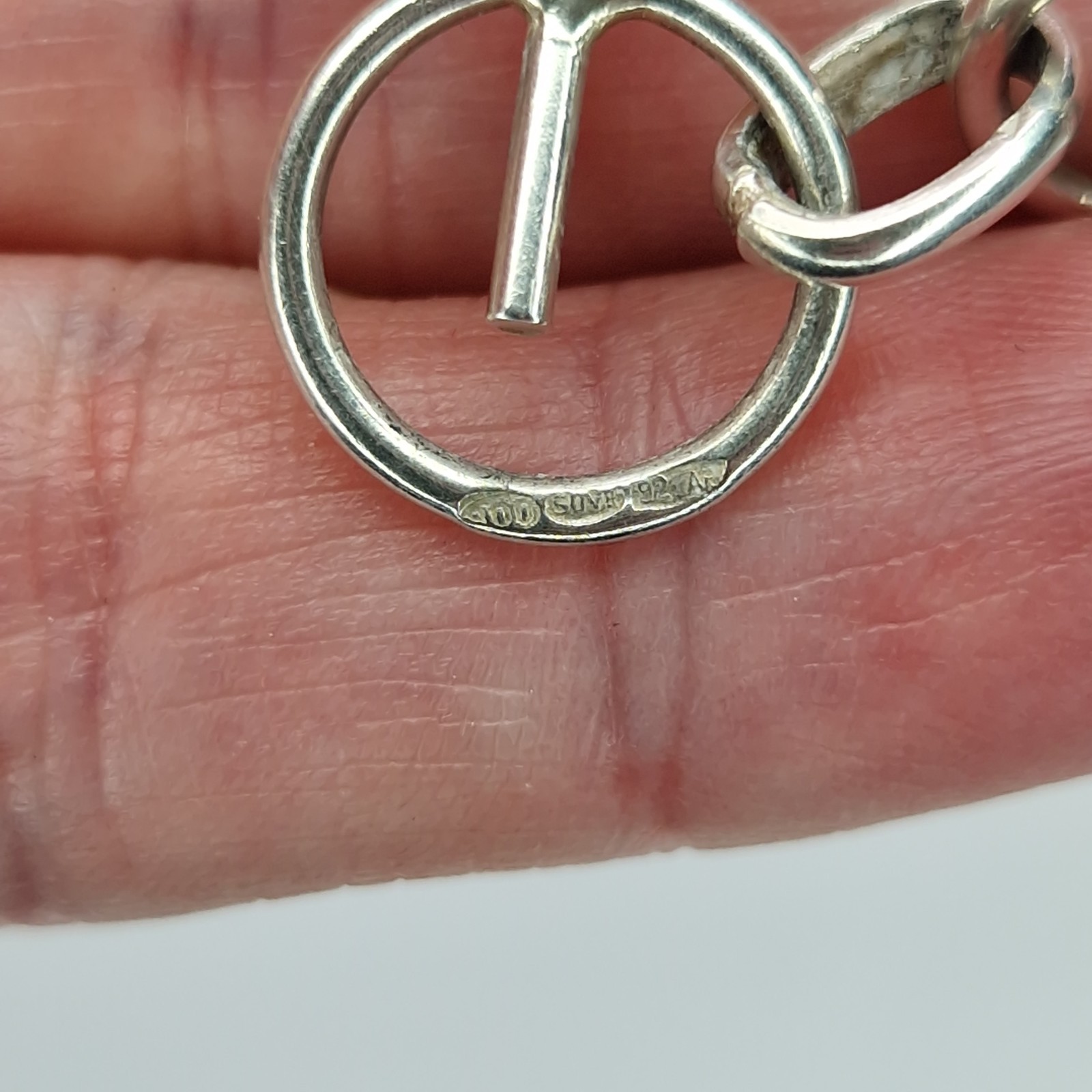 Modernist Scandinavian Bracelet 800 Silver Continental Locked Circles 21.5cm