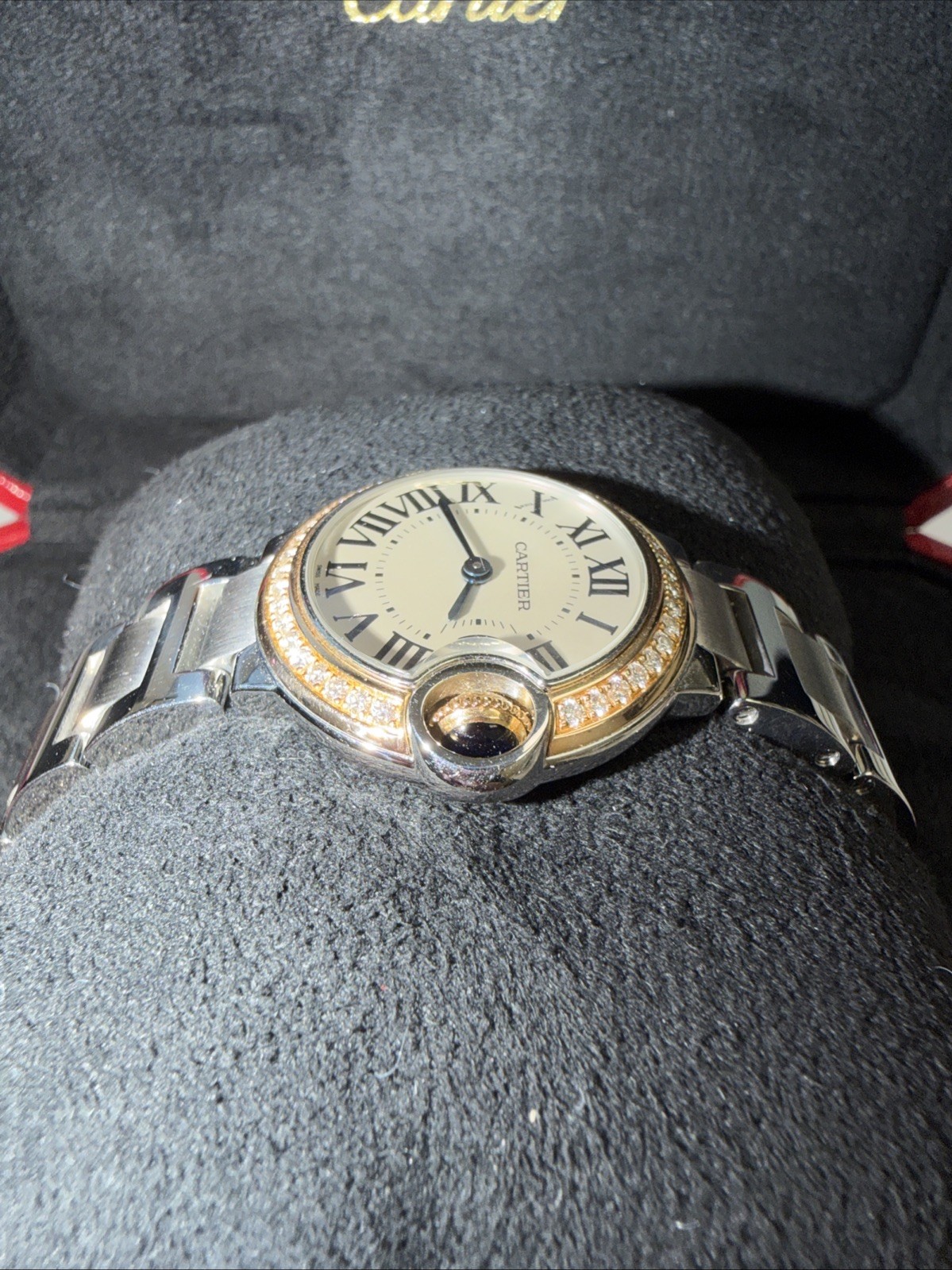 Cartier Ballon Bleu Steel/Rose Gold Diamond Ladies 28mm Watch WE902079