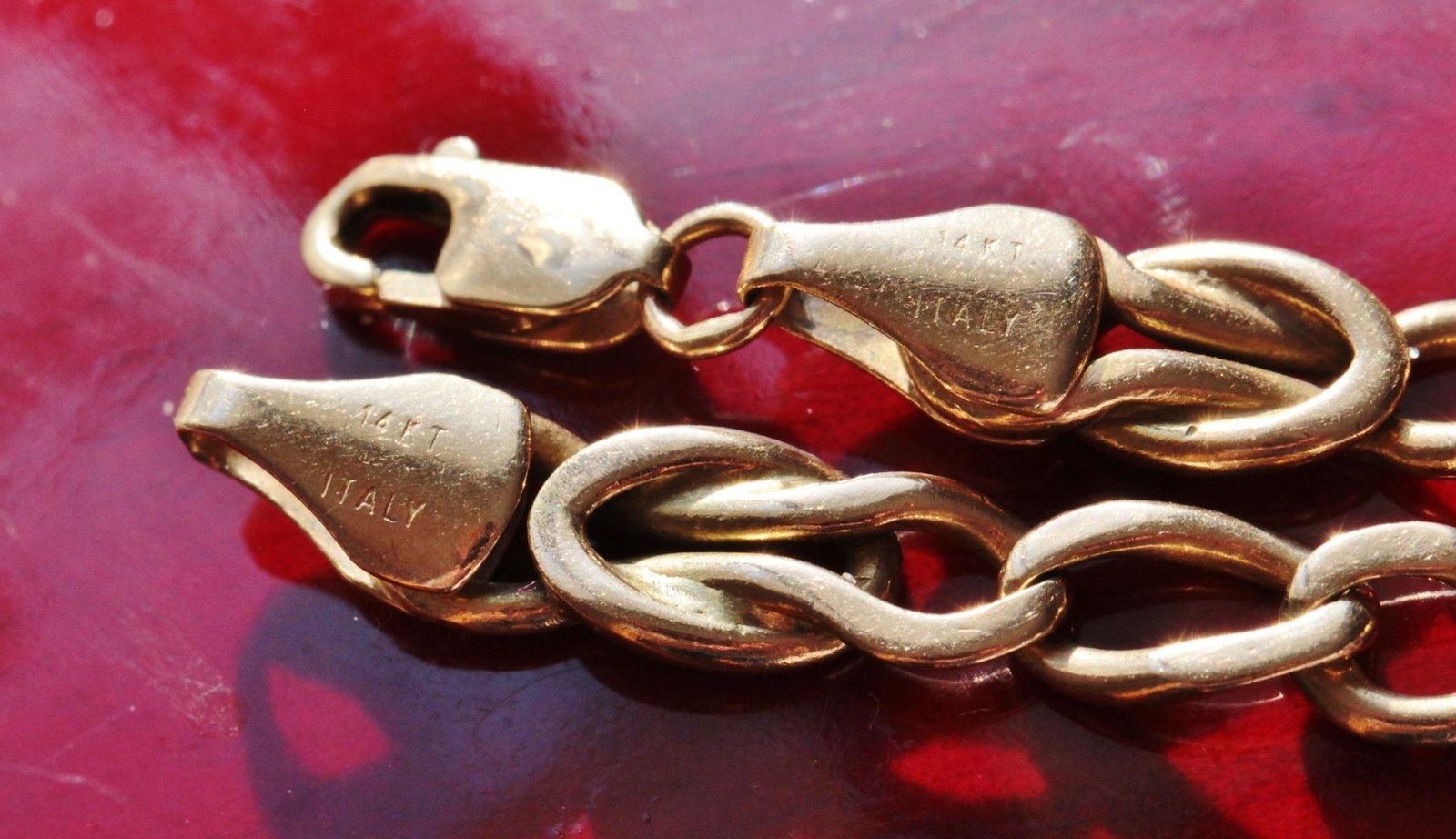 14k yellow gold bracelet Italian 7.62″ diamond cut fancy link chain vintage 7.9g