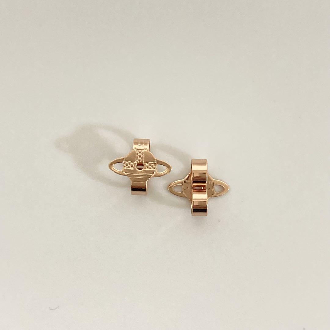 Vivienne Westwood Earrings Petite Rhinestone Pink Gold w/drawstring