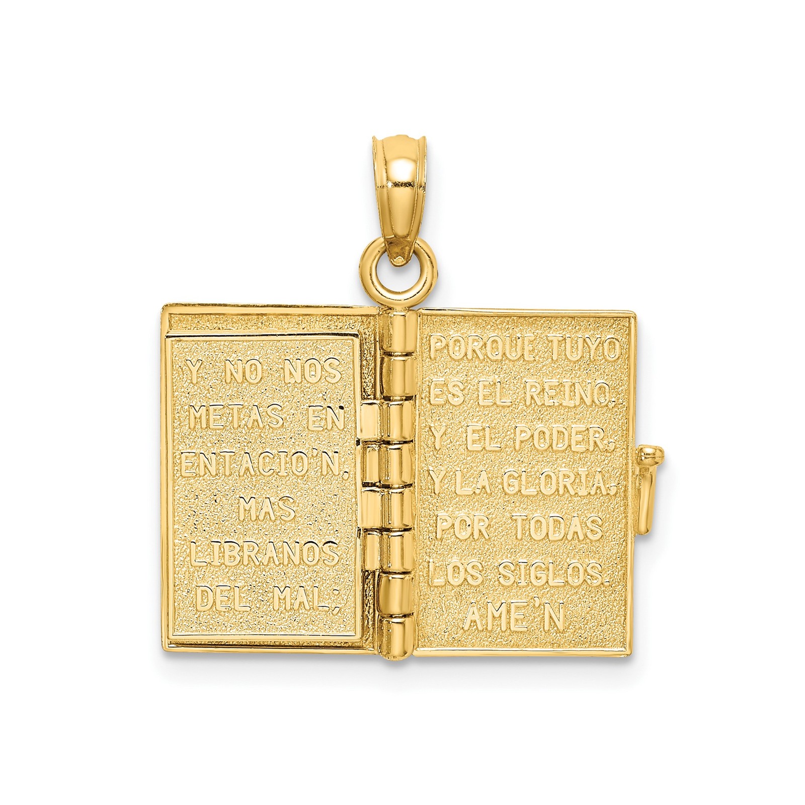10K Yellow Gold Santa Biblia Bible Christian Cross Pendant 24.7mm