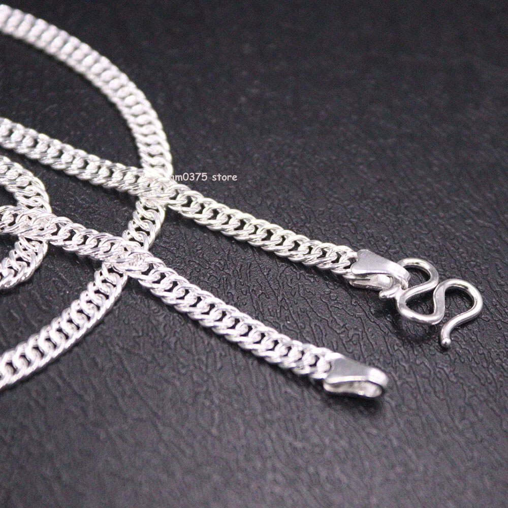 Pure 999 Fine Silver Necklace For Men Women 3.5mm Curb Link Chain 18inch /10g