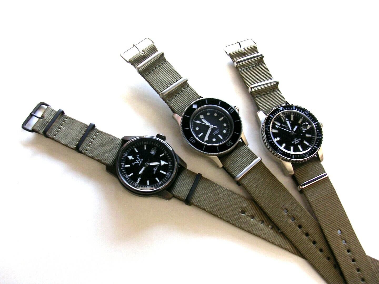 NATO G10 ® Khaki Green HD nylon Military PVD watch band RAF strap bond IW SUISSE