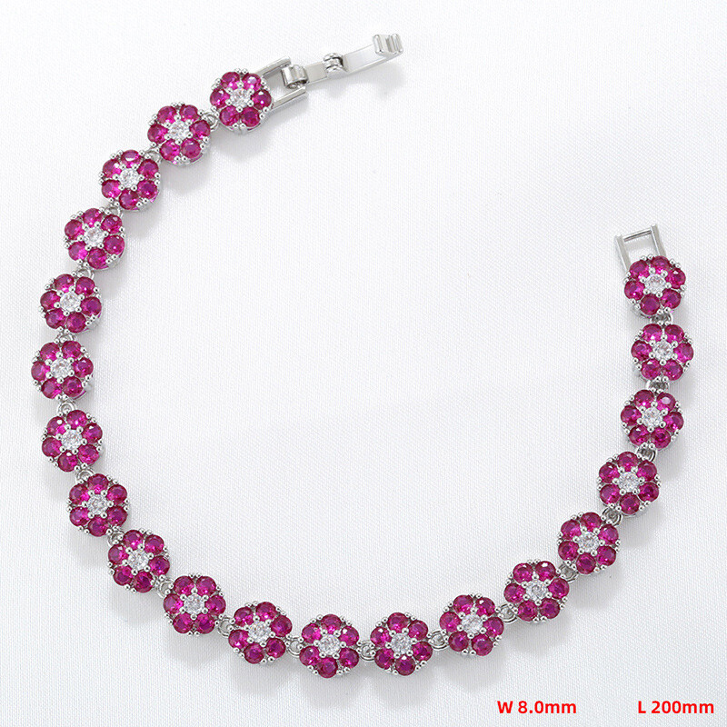 Charm Colorful Flower Tennis Chain Necklace Bracelet Jewelry Women Girl Choker