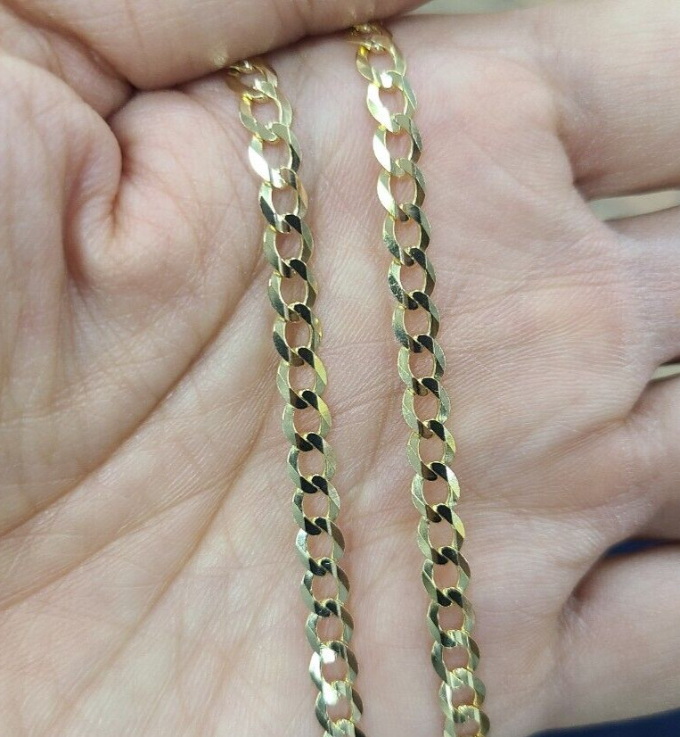 10K Yellow Gold Solid Cuban Link Chain Curb Necklace Bracelet 1.8mm-10mm 7″~30″