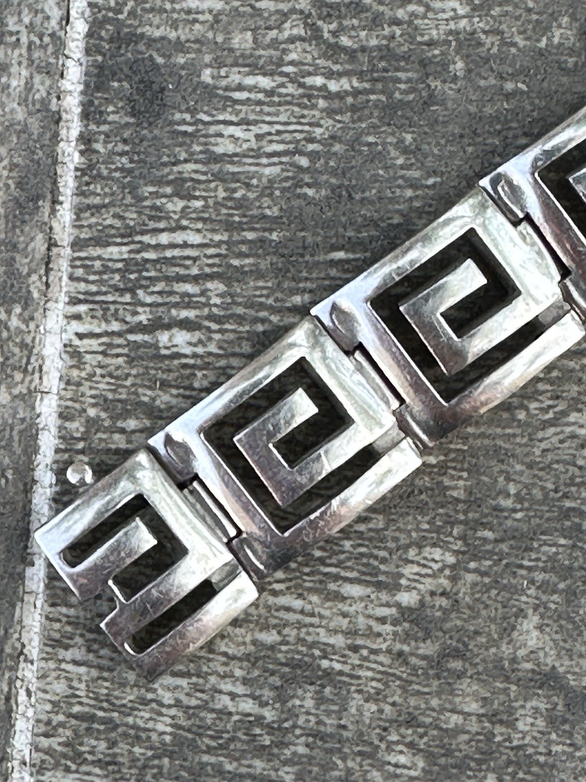 Greek Key Sterling Silver Bracelet 925 75/8″ long 48.8 grams Greek made