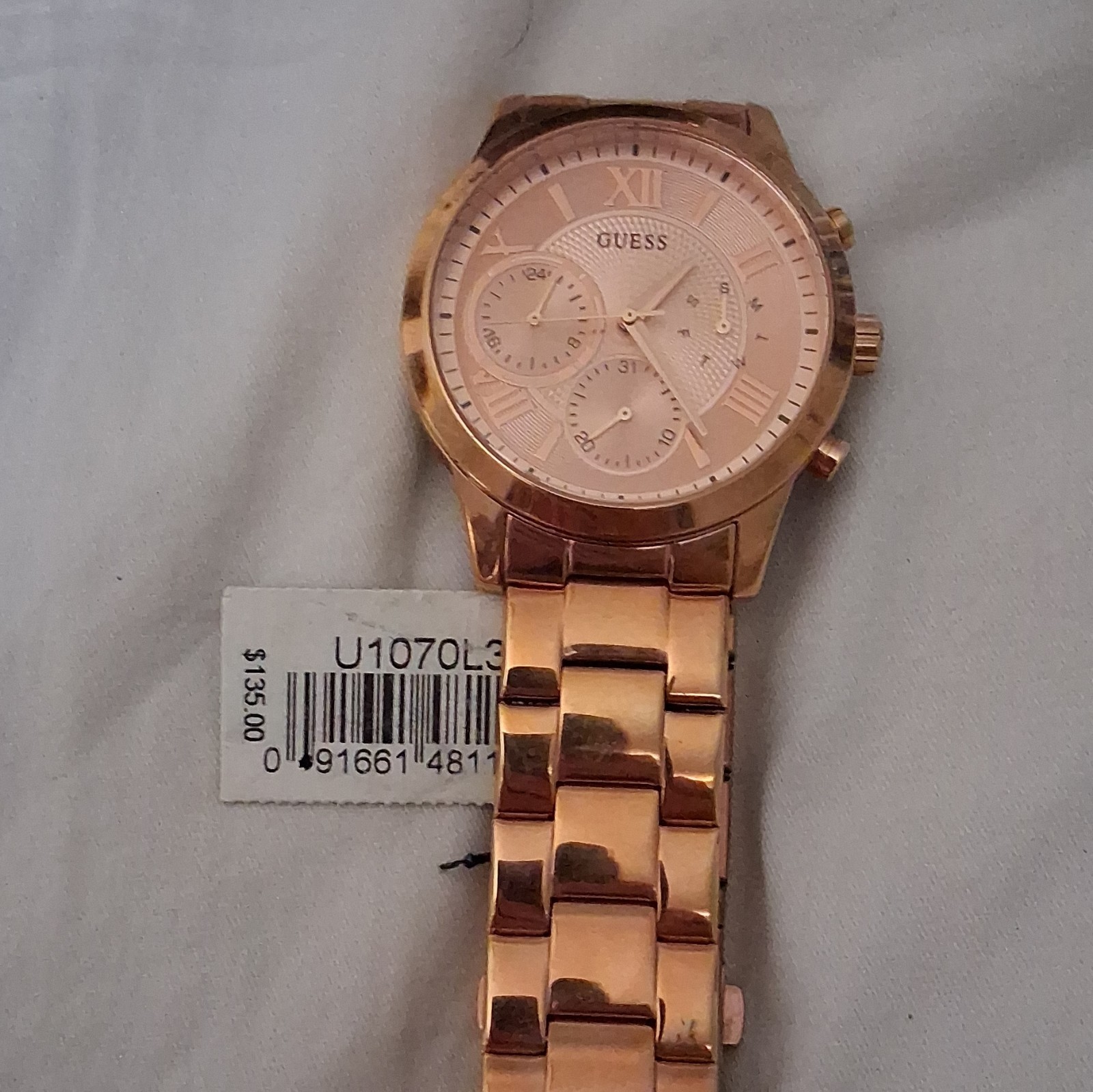 GUESS Women’s Rose Gold Tone Analog Quartz Multi-Dial Bracelet Watch