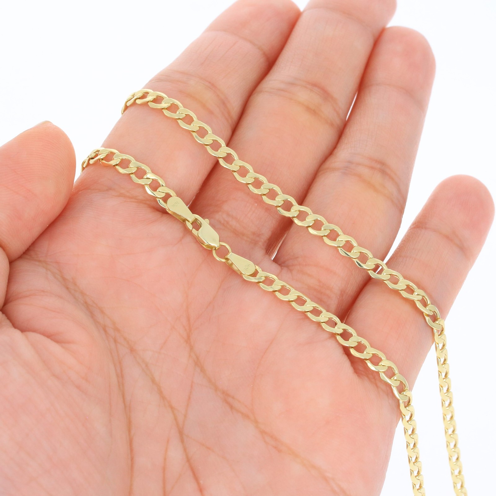 10K Yellow Gold 3.5mm Italian Curb Cuban Chain Link Bracelet or Anklet 7″ 8″ 9″