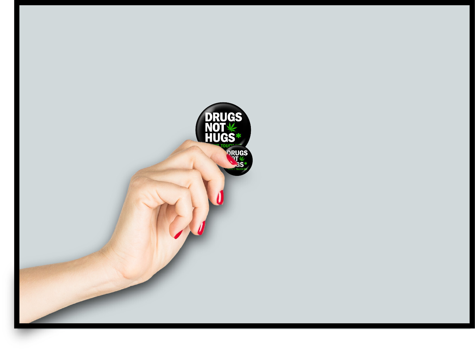 Drugs Not Hugs Pin Back Button Marijuana Weed Pothead Emo Goth Funny