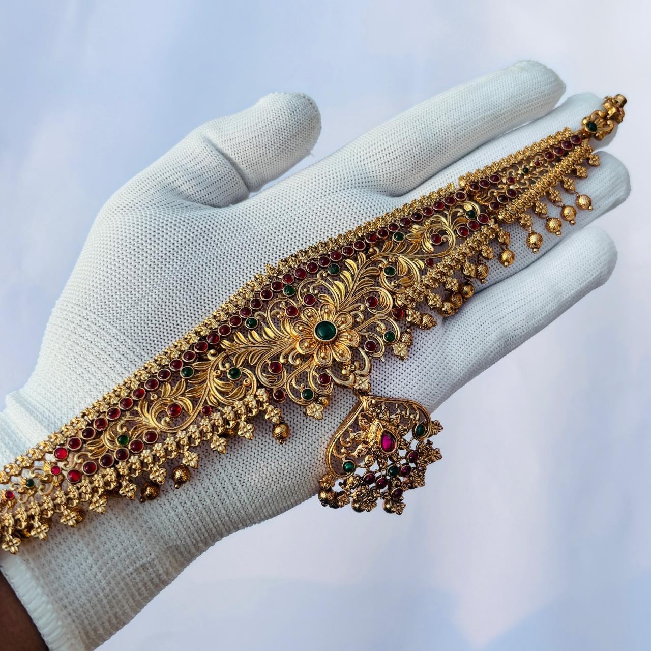 Traditional Indian Kamarbandh Gold Plated Belly Waist Chain for Women