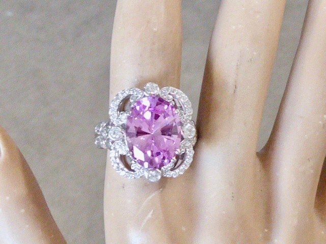 NEW QVC Diamonique Erica Courtney Size 8 Pink XO EC 925 Sterling Silver Ring
