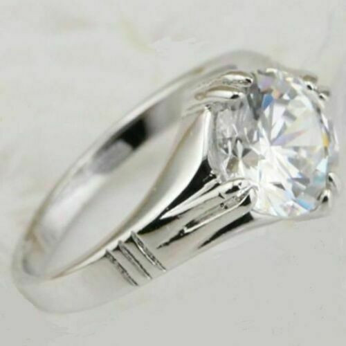 3Ct White Round Cut Solitaire Moissanite Engagement Ring In Solid 14K White Gold