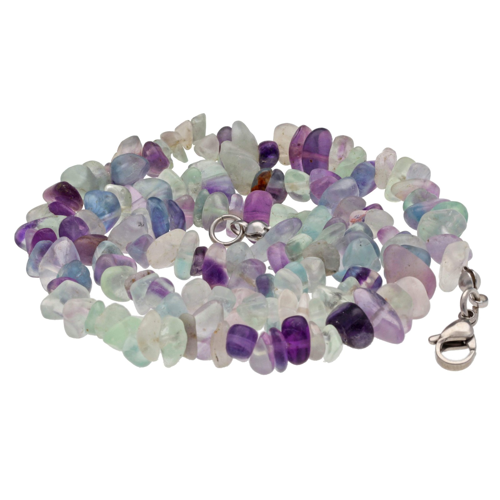 Fluorite Multicoloured Sliver Chain | 45+5cm Extender Chain | 925 Silver