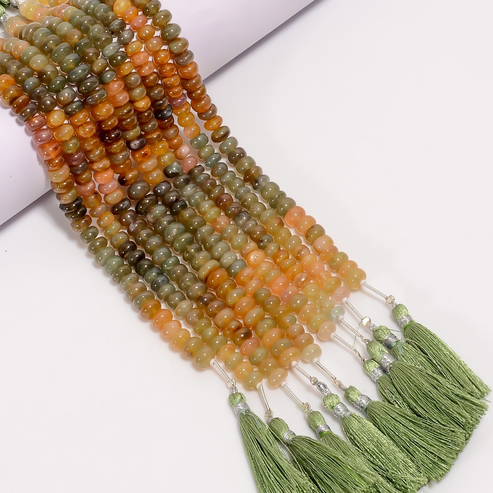 Natural Multi Sapphire Round Beads Gemstone, Yellow Green Sapphire Beads B 128