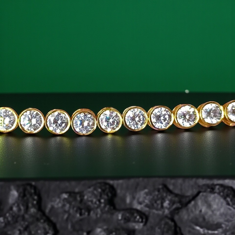9CT Round Cut Lab Created Diamond 14k Yellow Gold Plated Bezel Tennis Bracelet