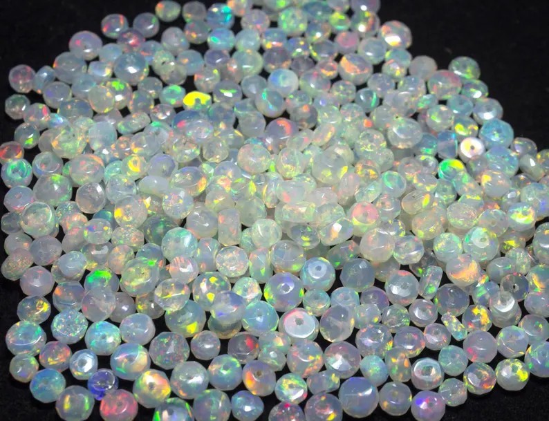 2-3mm Natural Multi Ethiopian Fire Opal Faceted Roundell Loose Beads Gemstone
