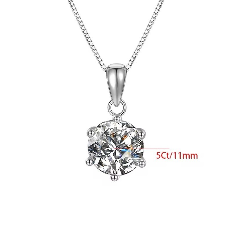 Fine 925 sterling silver 5 Ct VVs1 Moissanite necklace with elegant Pendant Box