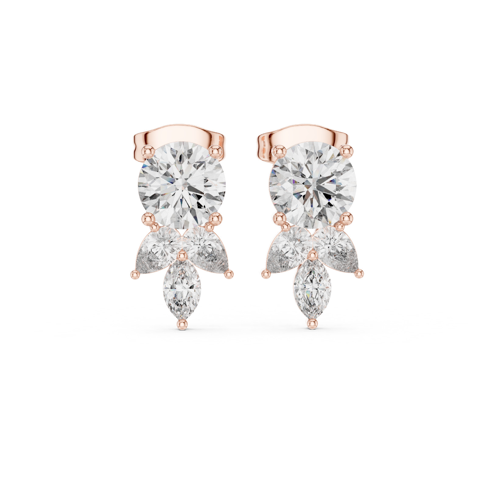 TCW 2.5 Ct Natural Diamond Round Elegance Precision Studs Earrings 14k Gold Over