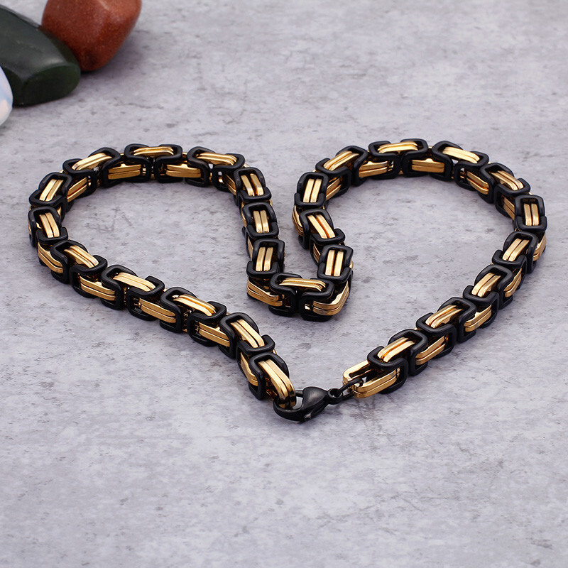 Pure Stainless Steel Solid Byzantine Chain Necklace For Mens Heavy 8mm 24”
