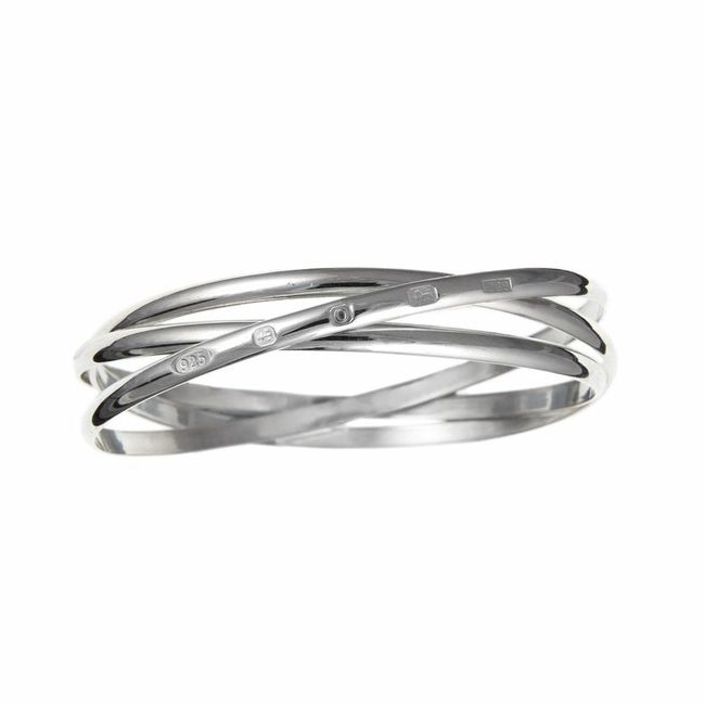 3mm Russian Bangle Bracelet Solid Sterling Silver Women’s 3 Part UK 925 HM & Box