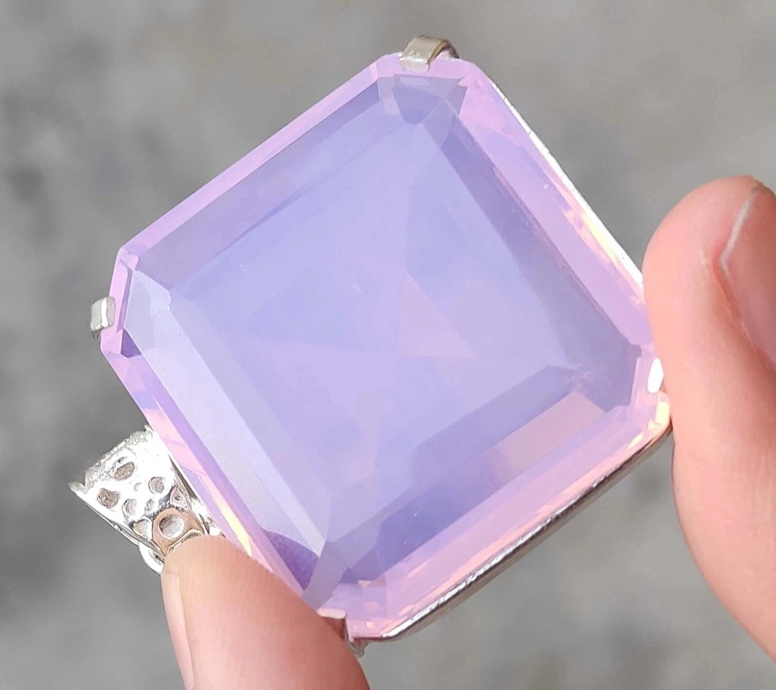 74 Ct Natural Pink Opal Asscher Cut 925 Solid Sterling Silver Pendant Gems 20