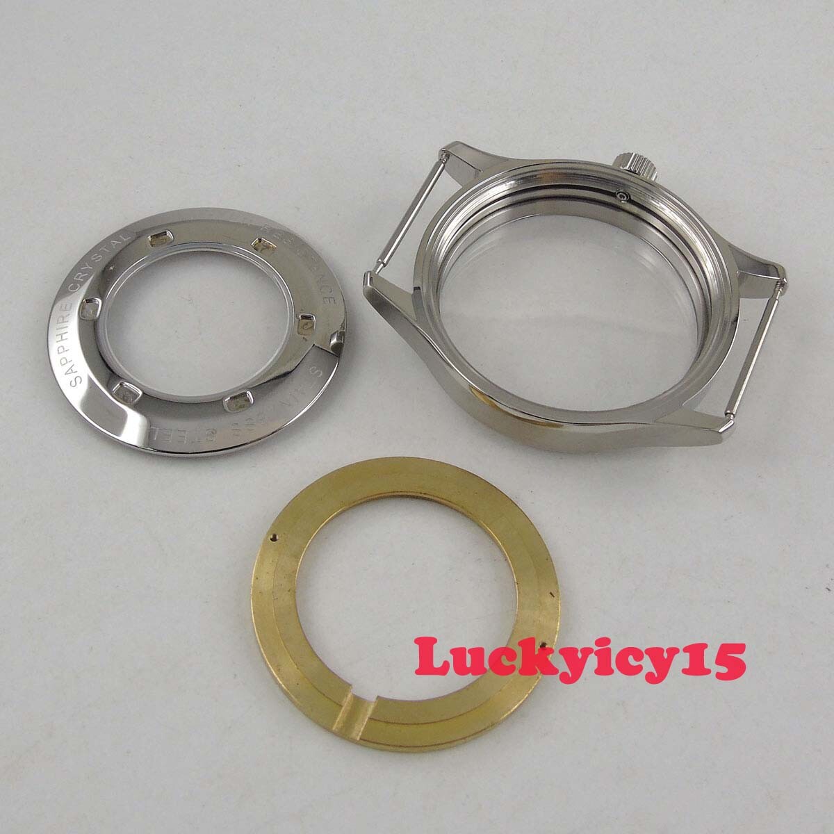Polished 42mm sapphire glass Stianless steel watch case fit Miyota movement C20