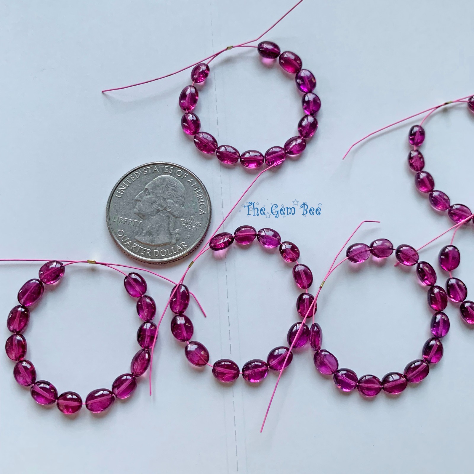 Berry Pink Rhodolite Garnet Smooth Oval Nugget Beads 3 Inch strand