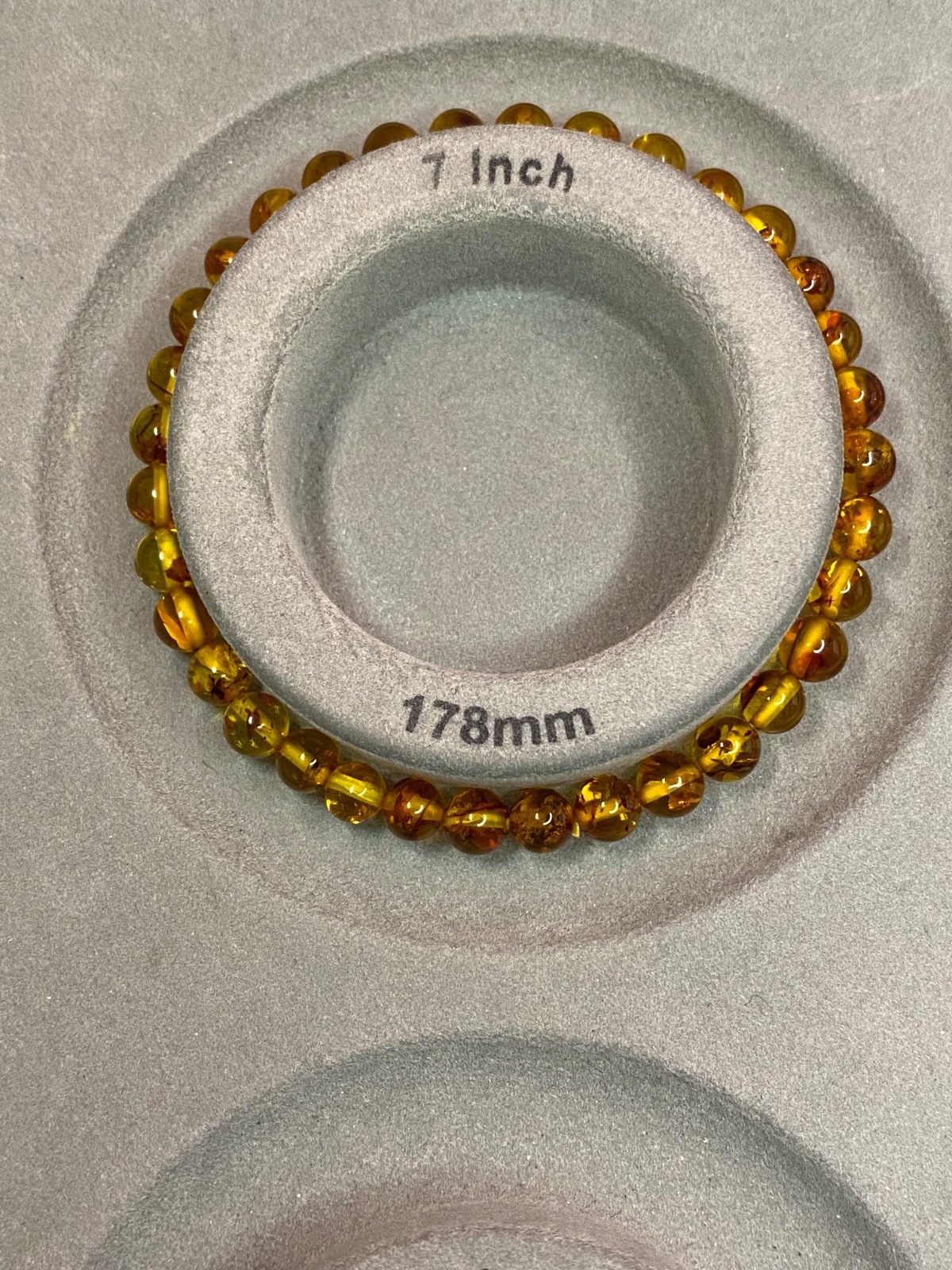 Flower Amber Stretch Bracelet – Approx. 5.8mm Beads – Fits Approximately 7 Inch