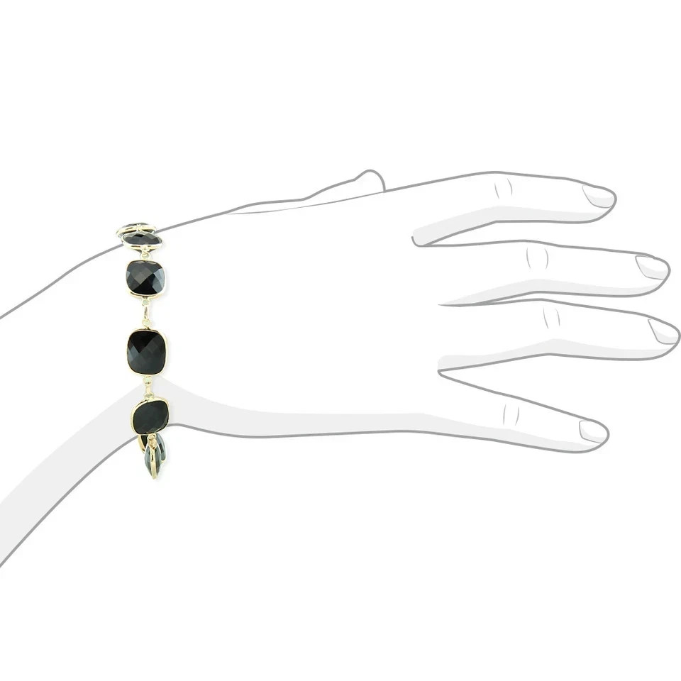 4.80CT Cushion Lab Created Onyx Women’s Tennis Bracelet 14K Yellow Gold Finish