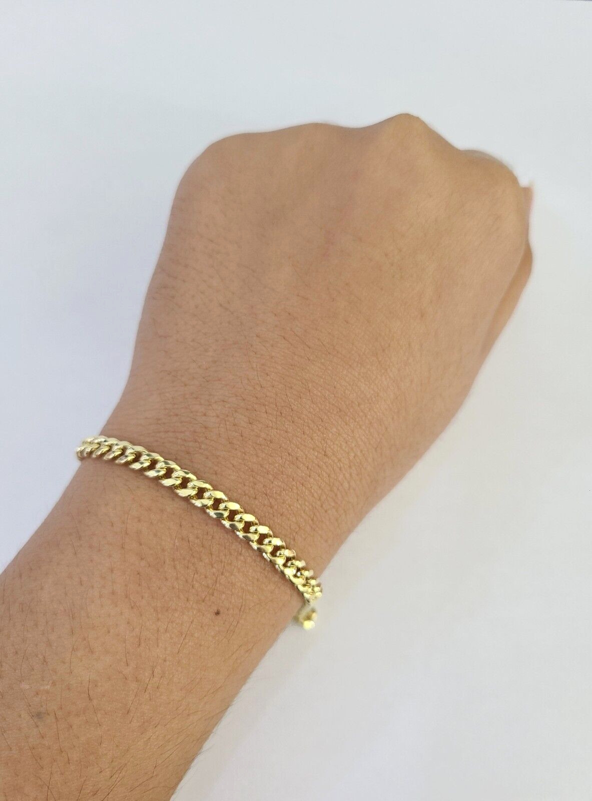 10k Yellow Gold Miami Cuban Bracelet 8inch 4mm lobster lock men women