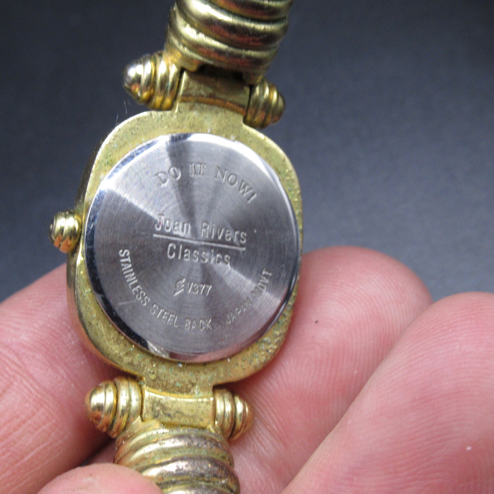 Joan Rivers Classics Women’s Gold Tone Bangle Cuff Watch Quartz White Dial V377