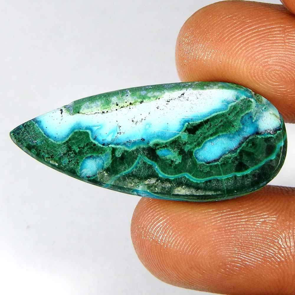 30.85Cts100%Natural Green Malachite Chrysocolla Pear Cabochon Loose Gemstone