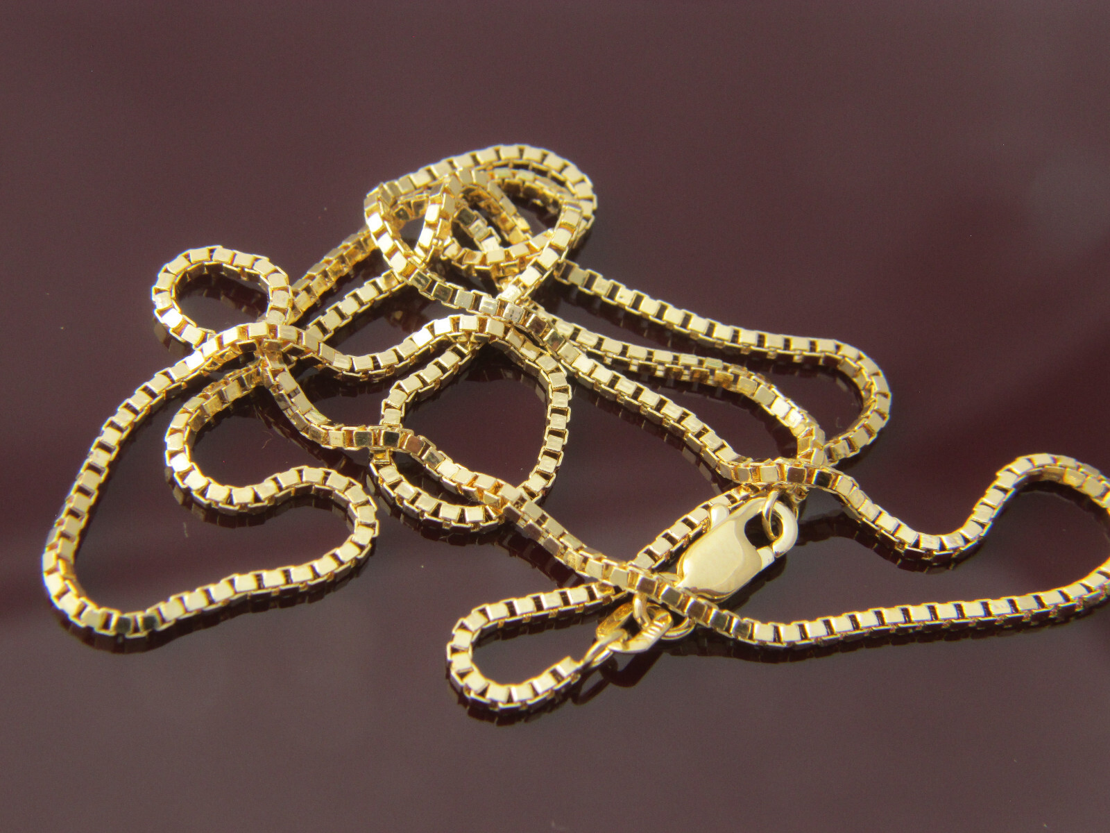 Real 10k gold box chain 1.4mm diamond cut box necklace